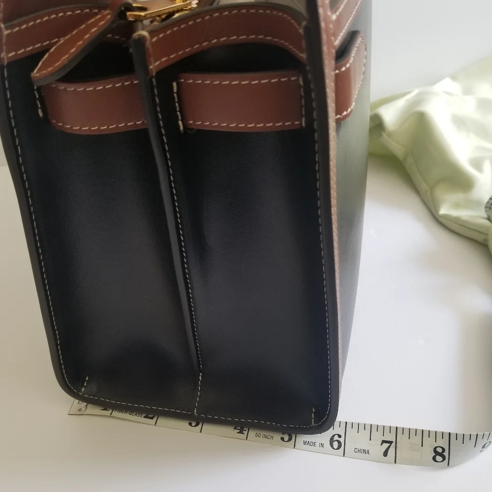 Burberry Title Vintage Check Leather Satchel Black - Picture 12 of 13